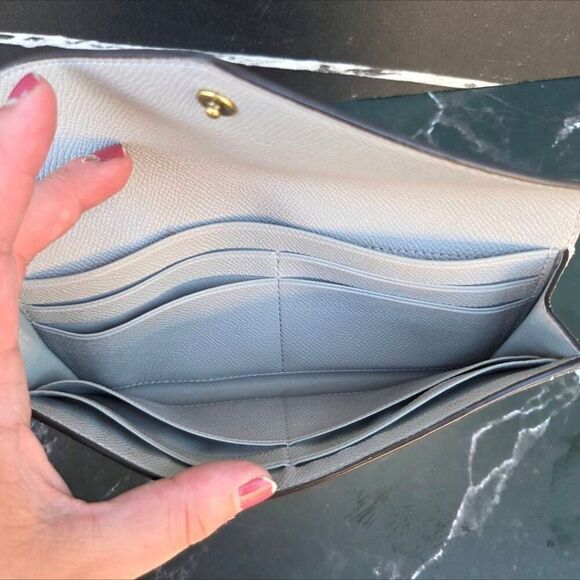 Coach Wyn Soft Leather Metallic Silver Long Envelope Wallet. C7182 - Picture 7 of 8